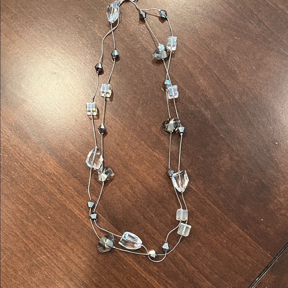 Elegant Silver and faux Crystal Beaded Necklace